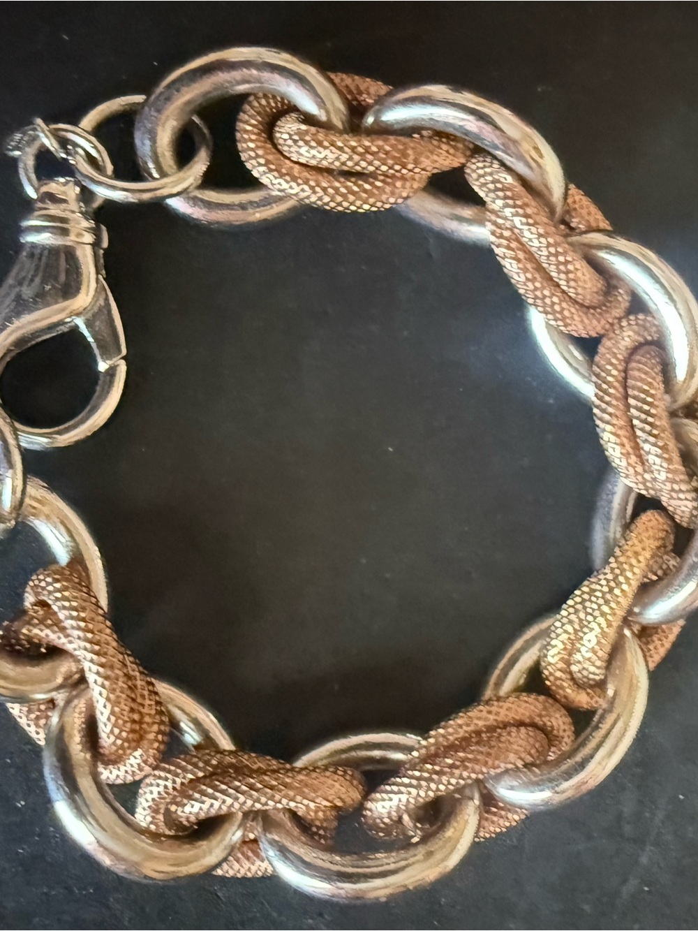 Milor Italy Two-Tone Interlocking Link and Woven Mesh Bracelet